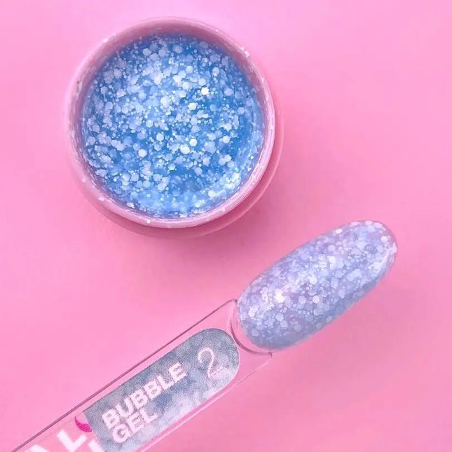 Luna Bubble Gel Nr. 02 Hellblau mit weißem Glitzer 5ml
