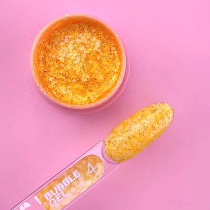 Luna Bubble Gel №04 light orange with white glitter 5ml