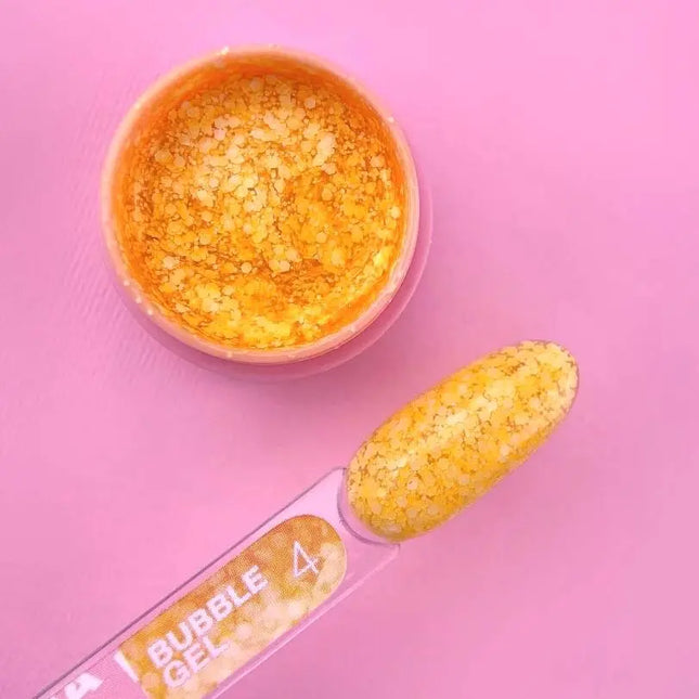 Luna Bubble Gel Nr. 04 hellorange mit weißem Glitzer 5 ml