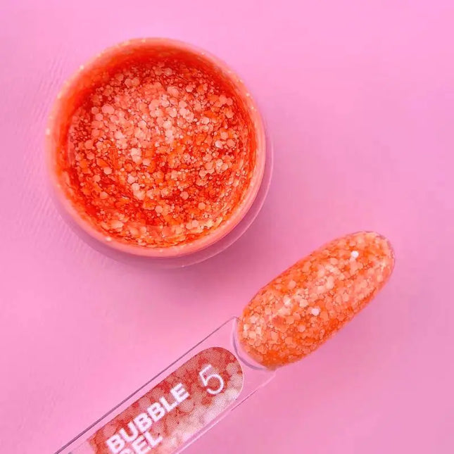 Luna Bubble Gel Nr. 05 Orange mit weißem Glitzer 5 ml
