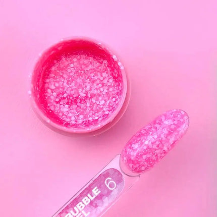 Luna Bubble Gel Nr. 06 Pink mit weißem Glitzer 5 ml