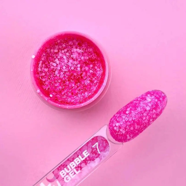 Luna Bubble Gel Nr. 07 tiefes Pink mit weißem Glitzer 5ml