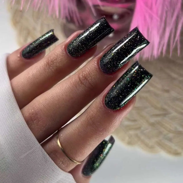 Luna Gel Polish №213 Reflection Black with multicolor sparkles 8ml