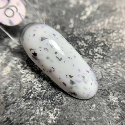 Luna Marble Grundlack №06 Milch mit schwarzer und lila Folie 13ml