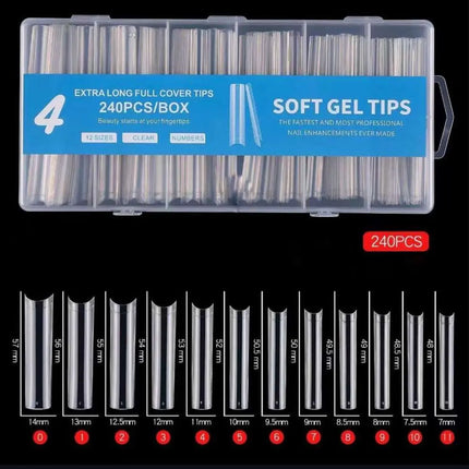 Gel Nail Tips Half Square Exta Long 240 pcs