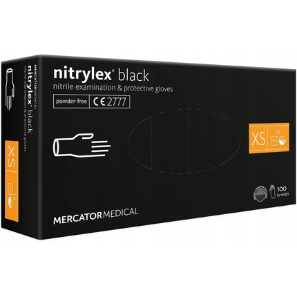Nitrile powder-free gloves Nitrylex Mercator size XS (Black) - Gloves