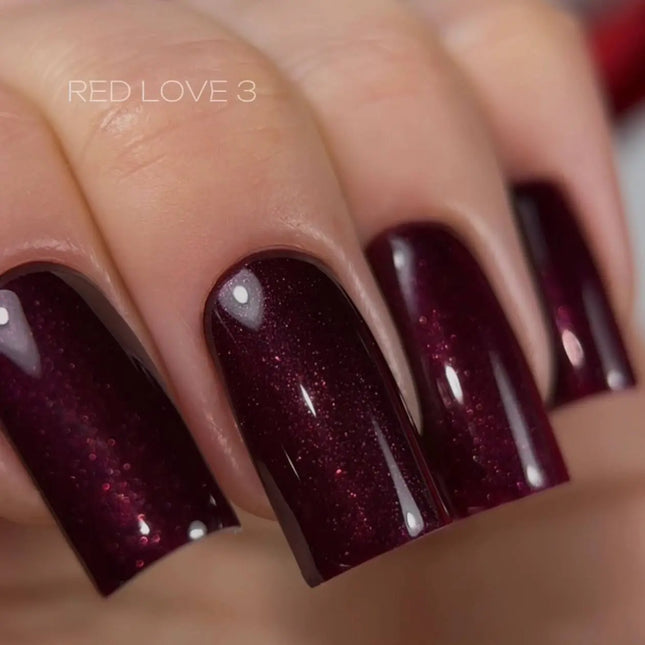 Gel Polish Saga Love Red №3 Shimmer Burgundy 10 ml