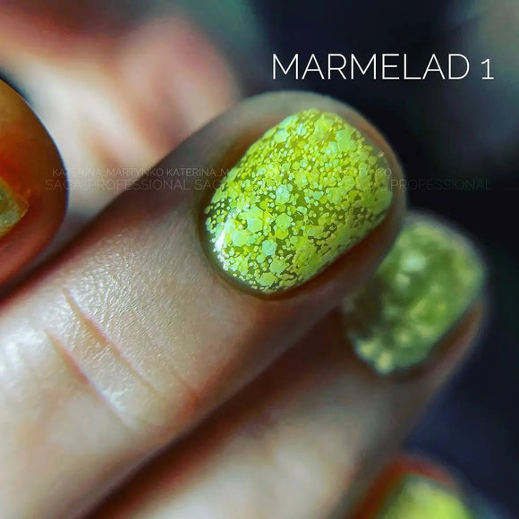 Saga Marmelade Gel-Lack №01 Chartreuse mit Flakes 9ml