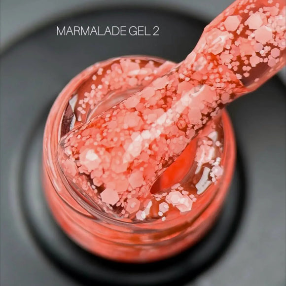 Гель-лак Saga Marmalade №02 мягкий оранжевый с хлопьями 9ml