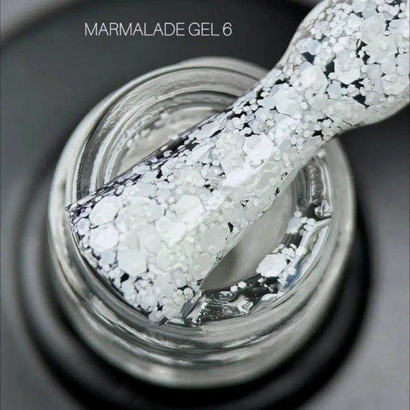Гель-лак Saga Marmalade №06 Прозорий з білими пластівцями 9ml