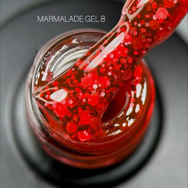 Гель-лак Saga Marmalade №02 м’який помаранчевий з пластівцями 9 мл