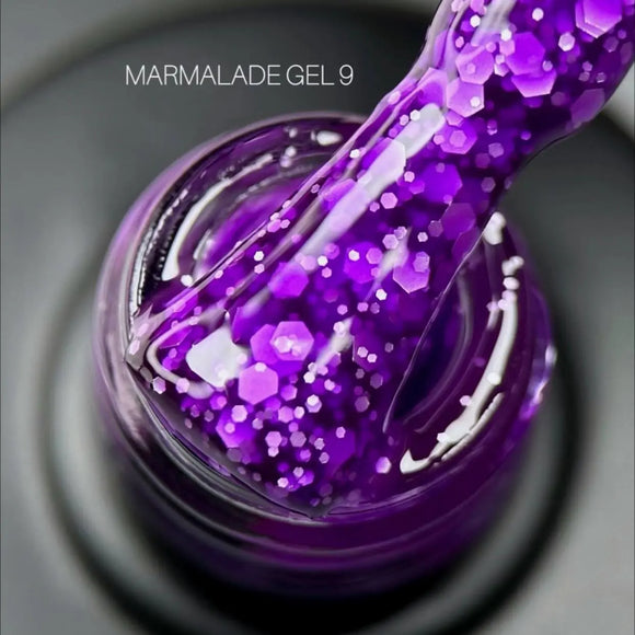 Гель-лак Saga Marmalade №09 фиолетовый с белыми хлопьями 9 мл