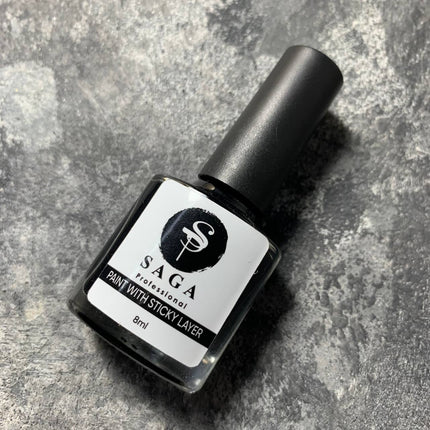 Stamping-Farbe Schwarz mit klebender Schicht 8ml Saga Professional