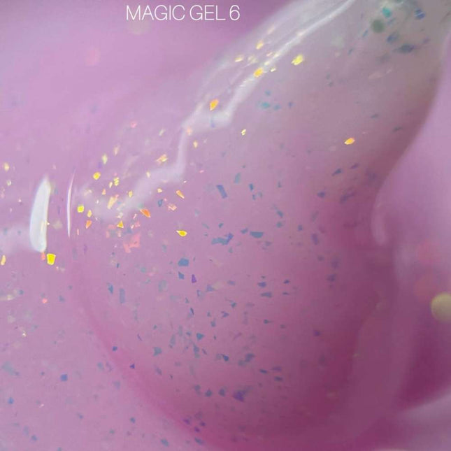 Saga Magic Gel №06 Cold pink with holographic foil 15ml