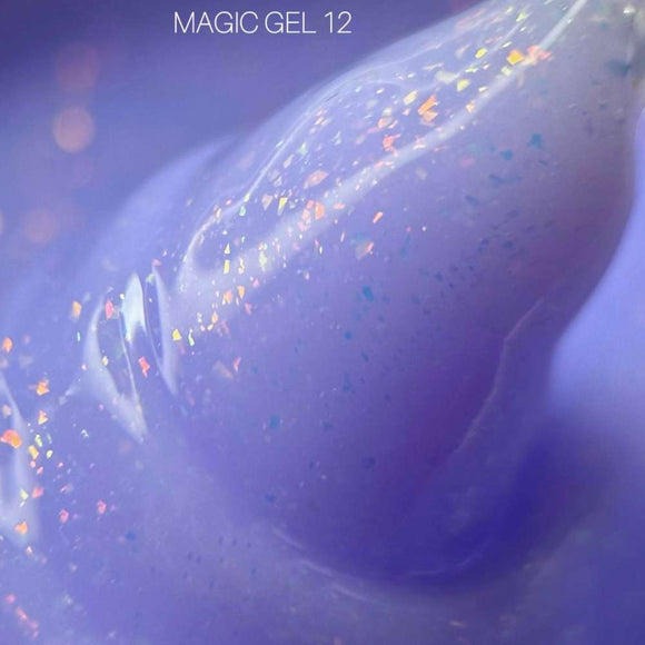 Saga Magic Gel №12 Лаванда з голографічною фольгою 15 мл