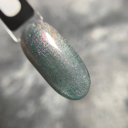Saga Cat Eye Shine №09 Gray Green with holographic glitter 9ml