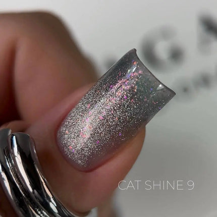 Saga Cat Eye Shine №09 Gray Green with holographic glitter 9ml