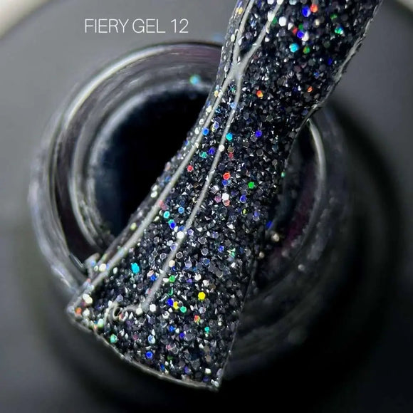 Saga Fiery Gel Polish №12 Антрацит с Holographic Glitter 10ml