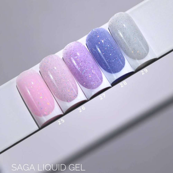 Saga Рідкий гель №28 Блакитна орхідея з блискітками 15ml