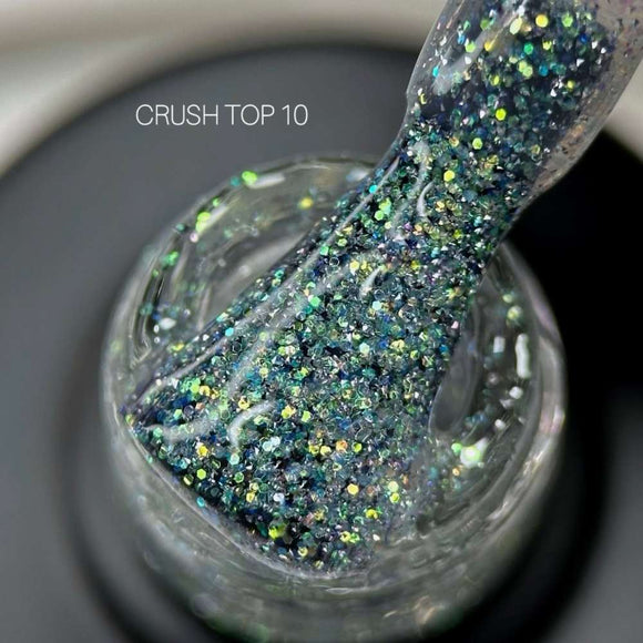 Saga Decklack Crush №10 mit grün-goldenen holografischen Glitzern 9ml