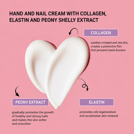 Hand And Nail Cream With Collagen, Elastin And  Peony Extract Shelly 500 ml