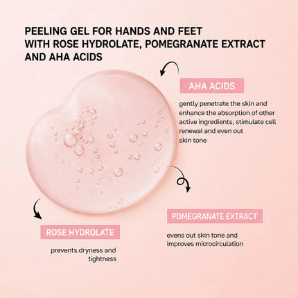 Peeling Gel for Hands & Feet with Rose Hydrolate & Pomegranate Extract Shelly 200 ml