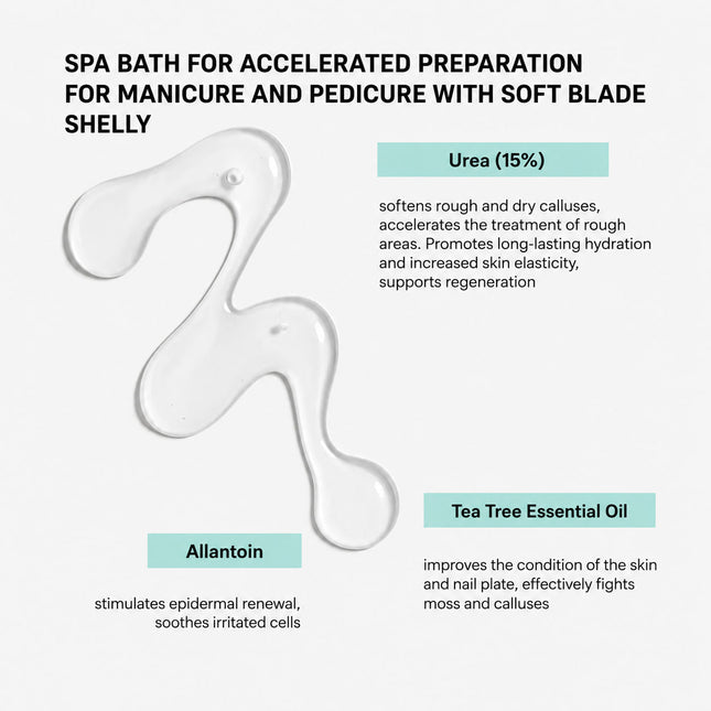 Spa-Bad zur schnelleren Vorbereitung für Maniküre und Pediküre Soft Blade Shelly 500 ml