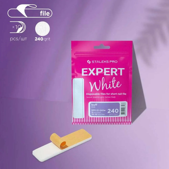 Одноразовые шлифовальные пилки для коротких ногтей Staleks EXPERT 51 зернистость 240, 10 шт.