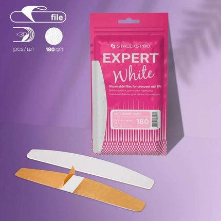 Одноразовые пилки Crescent с поролоновым слоем Staleks Expert 40, зернистость 180, 30 шт.