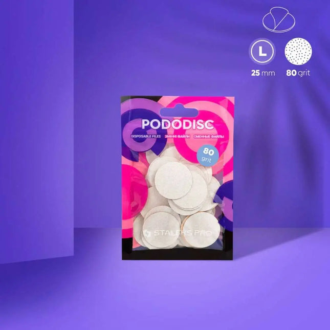 Одноразовые пилочки для педикюра диск Staleks PODODISC L зернистость 80, 50 шт.
