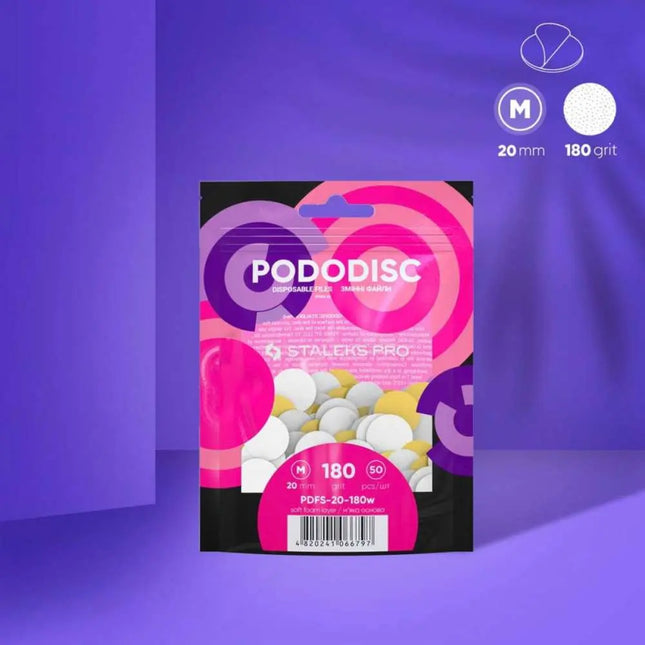 Одноразовые пилочки с поролоновым слоем для педикюра Disc Staleks PODODISC M зернистость 180, 50 шт.