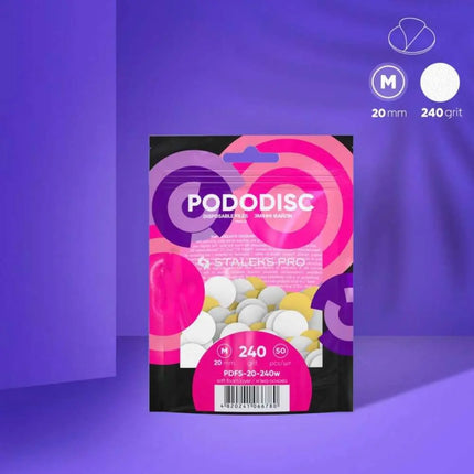 Одноразовые пилочки с поролоновым слоем для педикюра Disc Staleks PODODISC M зернистость 240, 50 шт.