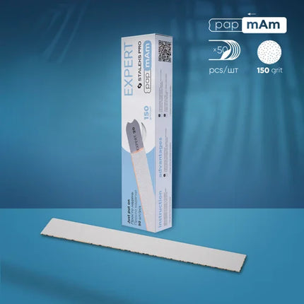 White disposable files for straight base papmAm Expert 22 150 grit (50 pcs) Staleks Pro - Disposable nail file