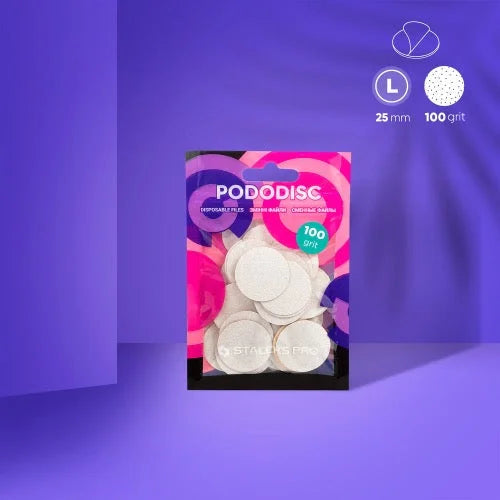 White refill pads for pedicure disc Pododisc Staleks Pro L 100 grit (50 pc) PDF-25-100W - Disposable files for pododisc