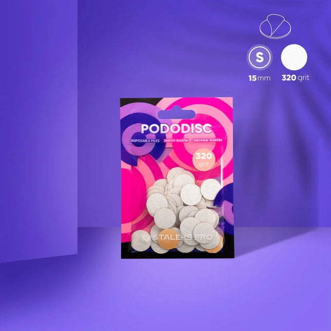 White refill pads for pedicure disc Pododisc Staleks Pro L 80 grit (50 pc) PDF-25-80w - Disposable files for pododisc