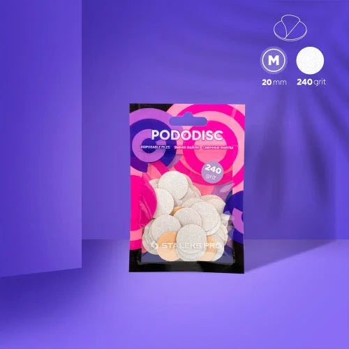 White refill pads for pedicure disc Pododisc Staleks Pro M 240 grit (50 pc) PDF-20-240w - Disposable files for pododisc