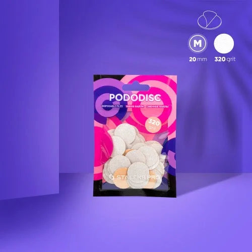 White refill pads for pedicure disc Pododisc Staleks Pro M 320 grit (50 pc) PDF-20-320w - Disposable files for pododisc