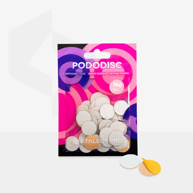 White refill pads for pedicure disc Pododisk Staleks Pro S 180 grit (50 pc) PDF-15-180w - Disposable files for pododisc