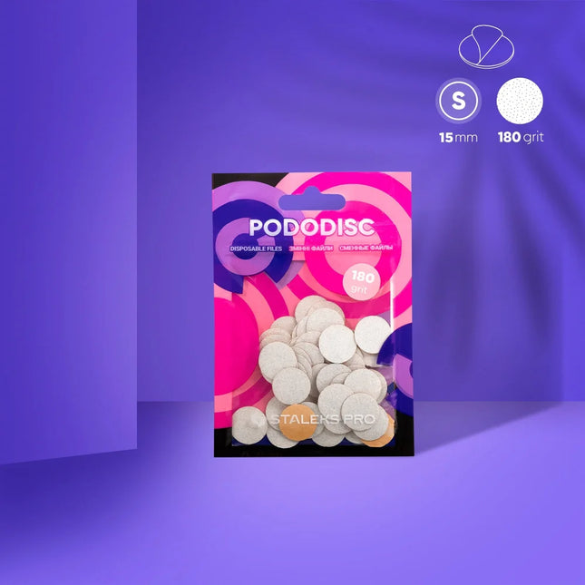 White refill pads for pedicure disc Pododisk Staleks Pro S 180 grit (50 pc) PDF-15-180w - Disposable files for pododisc