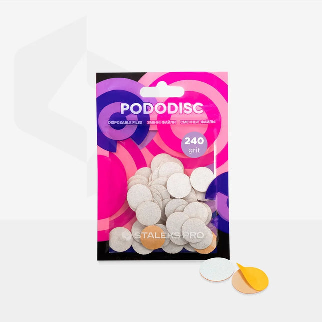 White refill pads for pedicure disc Staleks Pro S 240 grit (50 pc) PDF-15-240w - Disposable files for pododisc
