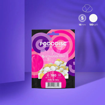 White refill pads on a soft base for pedicure disc Pododisc Staleks Pro S 180 grit (50 pcs) PDFS-15-180w - Disposable