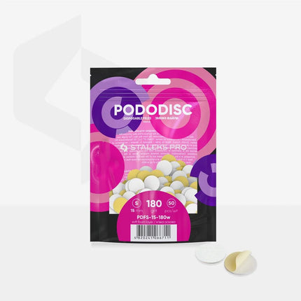 White refill pads on a soft base for pedicure disc Pododisc Staleks Pro S 180 grit (50 pcs) PDFS-15-180w - Disposable